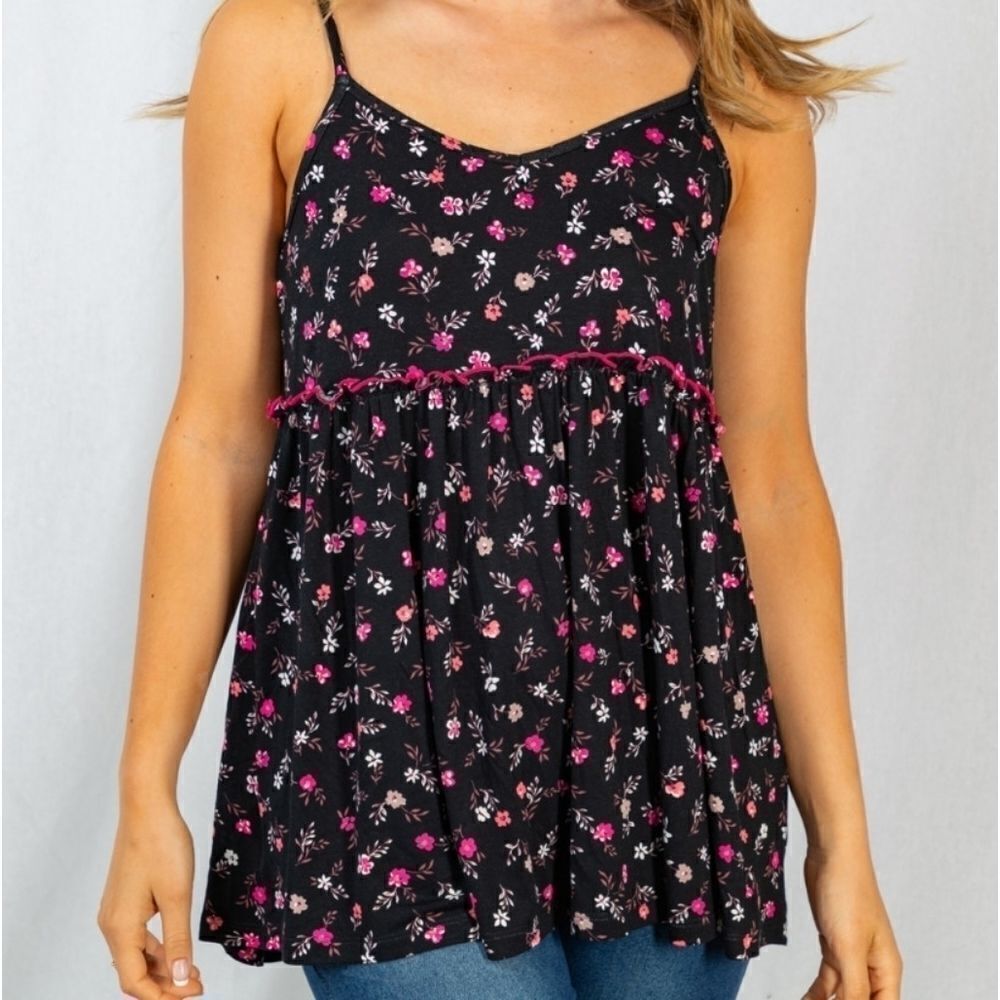White Birch Plus Floral Babydoll Top NWT